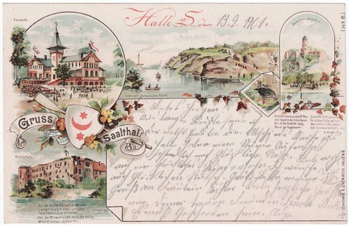 Alte litho halle gruss - alte, litho-ak